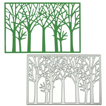 Для скрапбукинга Вырезанные металлом деревья с рисунком леса, вырезанные на фоне поздравительной открытки, бумажный перфоратор, нож для украшения клипарта в альбоме