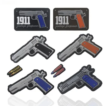 Нашивки с мультяшными крючками и петлями для пистолета 1911 года, 3D ПВХ наклейка на значок морального духа, значки тактической этики на нашивке для вышивания рюкзака и шляпы
