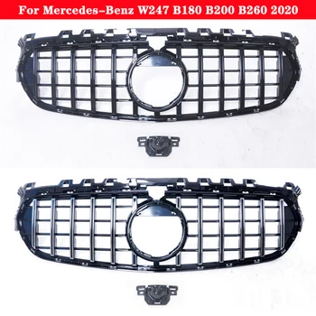 Для Mercedes-Benz B-class W247 B180 B200 B260 2020 Автомобильный стайлинг Средняя решетка радиатора Серебристо-черная с бриллиантами Центральная Решетка переднего бампера
