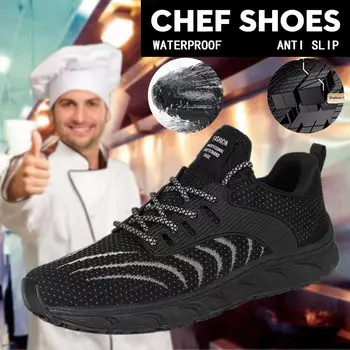 Мужская обувь шеф-повара для гостиниц, запатентованная противоскользящая нашивка, специальный двухслойный водонепроницаемый и маслостойкий, удобный и воздухопроницаемый