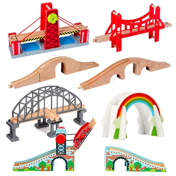 Детские железнодорожные игрушки, деревянные железнодорожные пути, всевозможные аксессуары для мостовых путей, подходящие для деревянных дорожек Biro, Игрушки в подарок детям