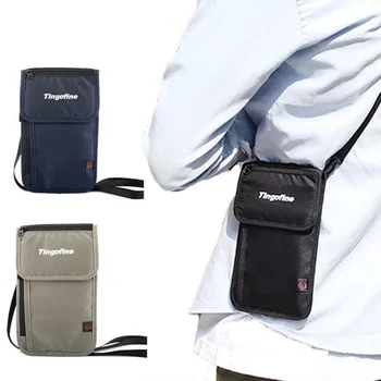 Нейлоновый Противоугонный шейный кошелек для путешествий, семейный чехол для паспорта, Потайные карманы, нагрудная сумка для кошелька с RFID-блокировкой