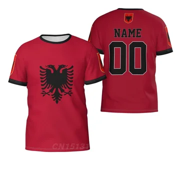Бесплатное пользовательское имя, номер, Флаг Албании, эмблема, джерси, 3D Футболки, Одежда для мужчин, женские футболки, топы, футбол, Подарочная футболка для футбольных фанатов