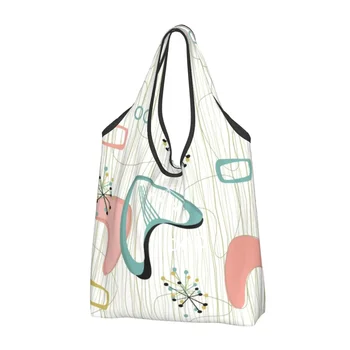 Сумка для покупок в стиле ретро эпохи Эймса в атомном стиле, женская сумка-тоут, портативные абстрактные геометрические сумки для покупок в продуктовых магазинах середины века