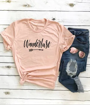 Женская летняя забавная повседневная футболка из 100% хлопка с принтом Wanderlust, новая коллекция, рубашка для путешествий, одежда для отпуска, рубашка для приключений