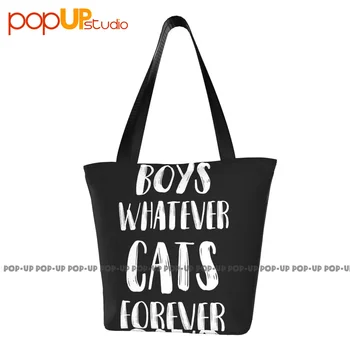 Boys Whatever Cats Forever Забавные сумки для любителей кошек в стиле ретро Многоразовая хозяйственная сумка, устойчивая к разрывам