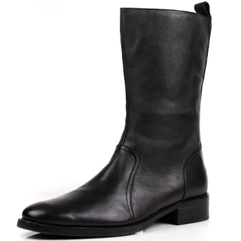 Мужские ботинки из натуральной кожи до колена, роскошная натуральная кожа 2023, дизайнерские Удобные лаконичные модные черные повседневные ботинки, мужская обувь