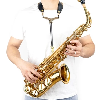 Шейный ремень для саксофона регулируемой длины, мягкий ремешок из искусственной кожи с дышащей подкладкой, модернизированный для альт-тенорового саксофона