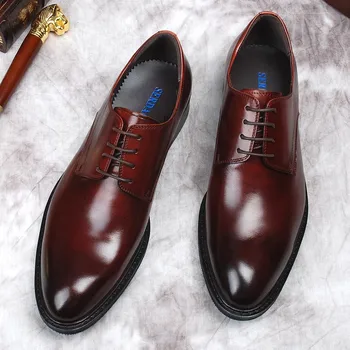 Бордовые черные мужские модельные туфли-оксфорды, деловая мода, Свадебная официальная обувь ручной работы, натуральная кожа, Дизайнерская мужская обувь Оригинал