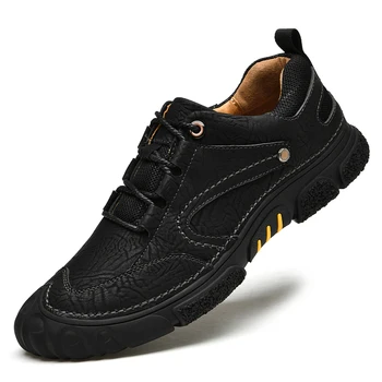 Мужские кроссовки, кожаная мужская повседневная обувь, легкая обувь на шнуровке, мужская удобная походная обувь для улицы