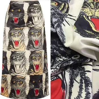 Полиэфирная ткань с принтом головы тигра, итальянская модная брендовая одежда, ткань для рубашки, Ткани для платья На метр, материал для шитья