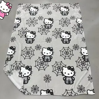 Sanrio Hello Kitty Halloween Ghost Фланелевое Одеяло Диван-одеяло Новое Кавайное Аниме Kt Cat Мягкая Простыня Y2K Гобеленовые Украшения Подарки