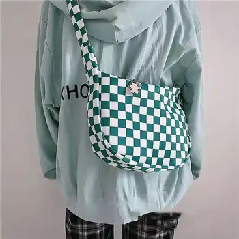Геометрическая Лоскутная сумка через плечо Модная Большая Вместительная сумка для девочек в стиле колледжа, Универсальная, Шикарная Оксфордская сумка для подростков и молодежи 2022 года.