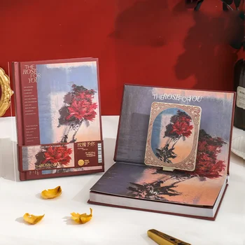 Горячая красивая роза рука, книга, тетрадь блокнот дневник учащихся день рождения Рождественский подарок с коробкой школьные принадлежности канцелярские принадлежности