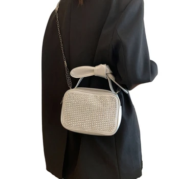 Женская сумка через плечо, женская цепочка, седло для девочек, модная сумка-тоут со стразами