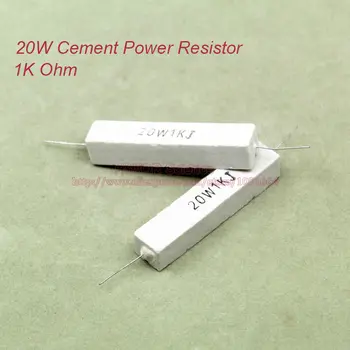 (5 шт./лот) Керамический цементный силовой резистор мощностью 20 Вт 1 Ком, ТОЛ 5% резисторов