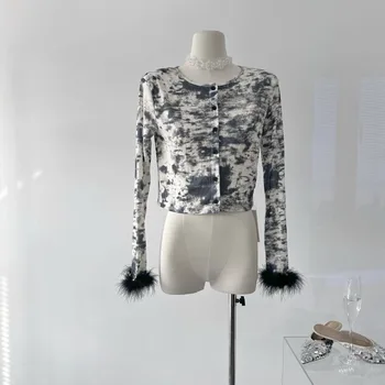 Модные женские топы в американском стиле Y2K, осенний пуловер с меховой опушкой, удобные футболки высокого качества