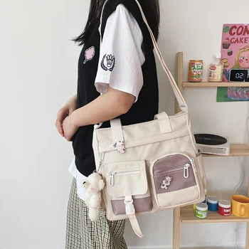 Новая холщовая сумка большой емкости для японских студенток, сумка через плечо, Универсальная кампусная сумка-мессенджер Ins