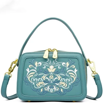 Модная Женская сумка с цветочной вышивкой, Высококачественные Кожаные сумки через плечо, дизайнерская Женская Маленькая сумка через плечо, женская сумка-мессенджер