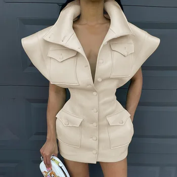 Новое женское осеннее пальто 2024 Instagram Design Sense Воздушное хлопчатобумажное платье со стоячим вырезом
