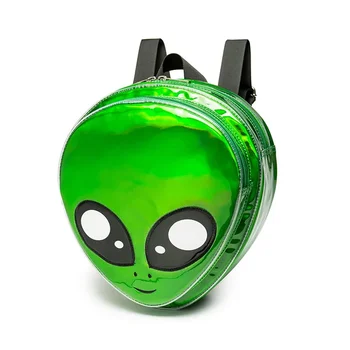 Новый милый рюкзак с инопланетянами, зеленая лазерная школьная сумка для девочек, женский рюкзак в стиле харадзюку с мультяшными животными Mochilas