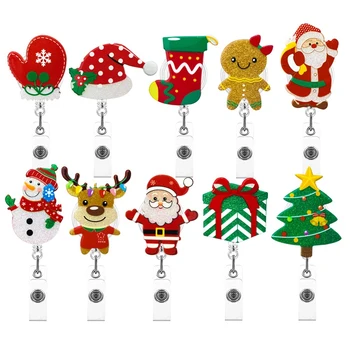 Рождественский значок, рулонный фетровый держатель для бейджа, для медсестры, учительницы, женщин, мужчин, канцелярских принадлежностей, украшений, подарков