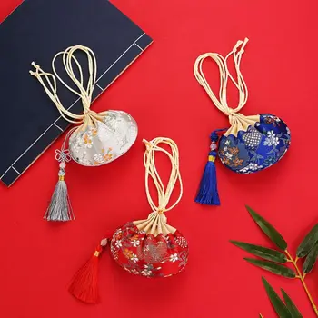 Тканевая вышивка, футляр для ожерелий с завязками, многоцветная женская сумка для ювелирных изделий, Пустое саше, кошелек, сумка для хранения в китайском стиле