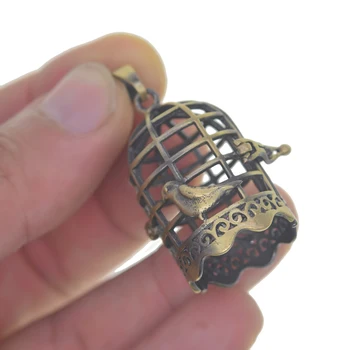 один бронзовый филигранный латунный медальон птица клетка для голубей DIY Драгоценные камни жемчужное парфюмерное ожерелье Кулон украшение для дома