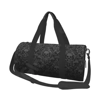 Викторианский готический Черный Череп, спортивная сумка для спортзала с отделением для обуви, влажный карман для мужчин и женщин