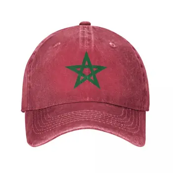 Бейсболки с флагом Марокко Классическая Потертая Джинсовая Марокканская бейсболка Snapback Для мужчин И женщин, Летние Неструктурированные Мягкие шляпы на открытом воздухе, Кепка