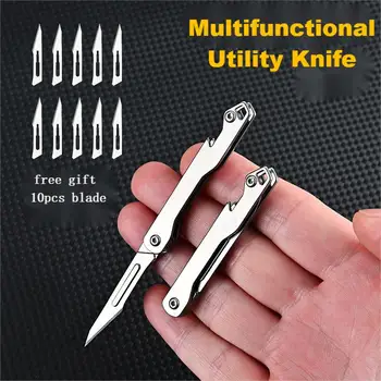 Креативный многофункциональный складной нож EDC, карманные ножи для обеспечения безопасности, ручные инструменты для самообороны, лезвие № 11 можно заменить