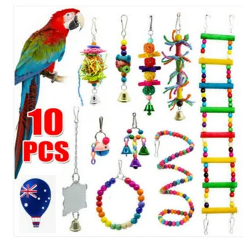 10 предметов для маленьких и средних попугаев, игрушки для домашних птиц, снимают стянутость и облегчают укусы волос, аксессуары для птиц