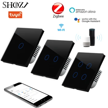 Сенсорный Выключатель Wi-Fi ZigBee Smart Home, 2/3-Полосная Панель Из Закаленного Стекла, Переключатель Управления Освещением Всего Дома, Работает С Alexa Google Home