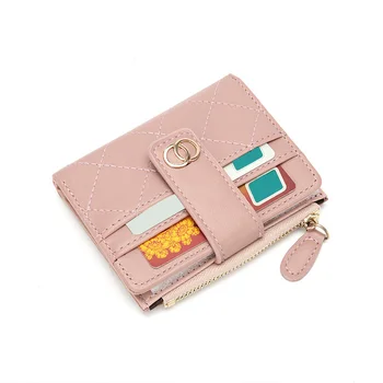 Женский короткий кошелек, Модный простой маленький кошелек из искусственной кожи, женская сумка для карт и монет, многослойная и многофункциональная