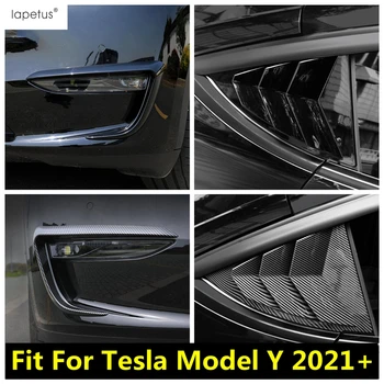 Для Tesla Модель Y 2021 2022 Шторка Окна Автомобиля Передний Угол Противотуманных Фар Накладка Для Бровей Из Углеродного Волокна/Черные Аксессуары
