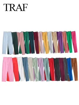 Осенние женские модные брюки-карандаш TRAF 2023, Однотонные офисные женские брюки для женщин, женские брюки с высокой талией и застежкой-молнией, женские брюки