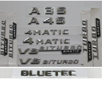 3D Хромированные Буквы Значки На Багажнике И Крыле Mercedes Benz W176 W177 A35 A45 Символы AMG Эмблемы V8 BITURBO TURBO 4MATIC