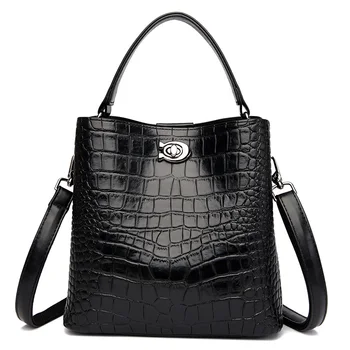 Новая женская сумка через плечо из крокодиловой кожи, 3-слойная женская сумка-мешок большой емкости, модная повседневная женская сумка