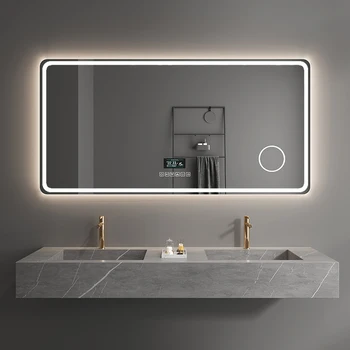 Скандинавское зеркало с Bluetooth, Современное зеркало для ванной комнаты с подсветкой, Умный макияж Espelho Maquilhagem Com, Светодиодные Аксессуары для ванной комнаты