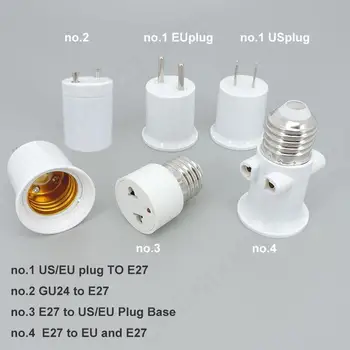 Штепсельная вилка переменного тока от E26 E27 до GU24 E27 США ЕС, винтовой держатель лампы, Базовая розетка, адаптер переменного тока, Преобразователь, электрический разъем v