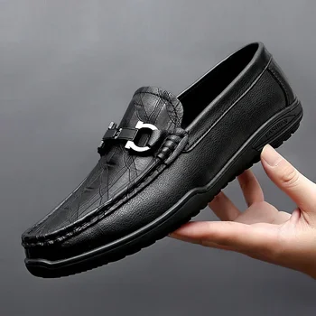 Модная роскошная мужская обувь из натуральной кожи, весенне-осенние мягкие лоферы из слоновой кости, мужская повседневная новая дизайнерская черная мужская обувь для вождения