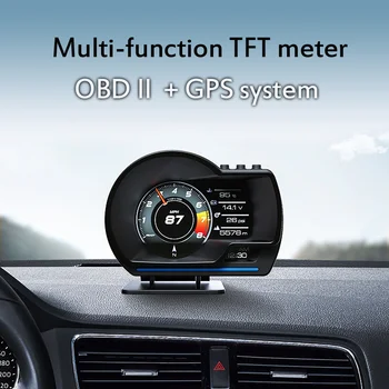 Автомобильный HUD-дисплей A500 OBD2 + GPS Умный автомобильный датчик HUD, цифровой одометр, охранная сигнализация, Температура воды и масла, обороты в минуту