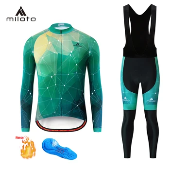 Комплект зимних велосипедов Miloto, Велосипедная команда, термофлис, мужская спортивная одежда для горных велосипедов с длинным рукавом, спортивный костюм из джерси Racing Pro
