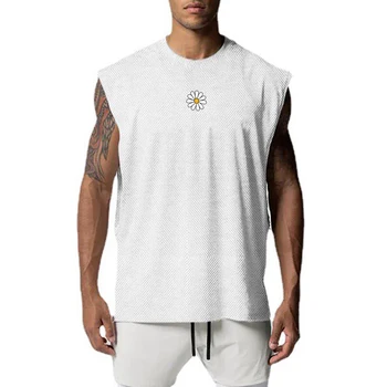 Мужской тренировочный жилет для бега, летняя свободная простая блузка без рукавов, спортивная быстросохнущая футболка