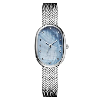 Овальные часы для женщин, кварцевые наручные часы, роскошные женские часы с бриллиантами, Нержавеющая сталь, Черная кожа, прямоугольник, золото Reloj