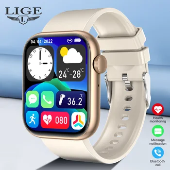 LIGE 2023 Новые Женские Смарт-часы с Поворотным Ключом, 1,85-дюймовые Смарт-часы с Bluetooth-вызовом, Мужские Часы с поддержкой Температуры тела, 100 + Видов Спорта Для IOS