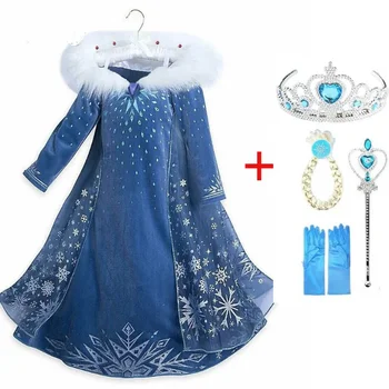 2023 Новое платье Эльзы для девочек, карнавальный костюм для косплея на Хэллоуин, детская одежда для дня рождения, платье принцессы, костюм Снежной королевы