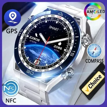 Мужские смарт-часы с NFC, полный сенсорный экран, Bluetooth-вызов, GPS-трек, компас, IP68, пульсометр, ЭКГ, 1,5-дюймовые умные часы для Apple Samsung