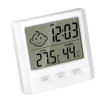 Настольный Термометр-гигрометр E5BE с дисплеем времени, цифровой измеритель влажности в помещении