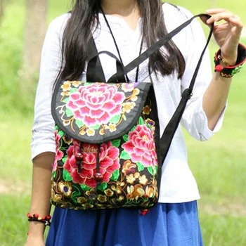 Женский рюкзак с цветочной вышивкой, летний дорожный рюкзак, подарочный цветочный рюкзак, рюкзак в богемном стиле